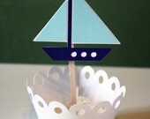 Nautical Toy Sail Boat Cupcake Toppers / Cake Topper / Mini Cupcake Toppers / Centerpieces