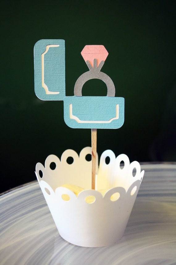 Tiffany's Engagement Ring Cupcake Toppers / Cake Toppers / Mini Cupcake Toppers / Centerpieces