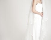 Waves - two layers wedding bridal veil, 90 inch length, satin edge, ivory or white