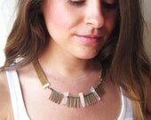 Crystal and Brass Spike Tribal Fringe Necklace