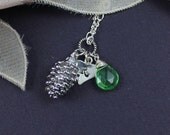 Personalised Jewelry, Silver Pinecone Necklace, Bridesmaid Necklace, Fall Wedding,  Bridesmaid Gift