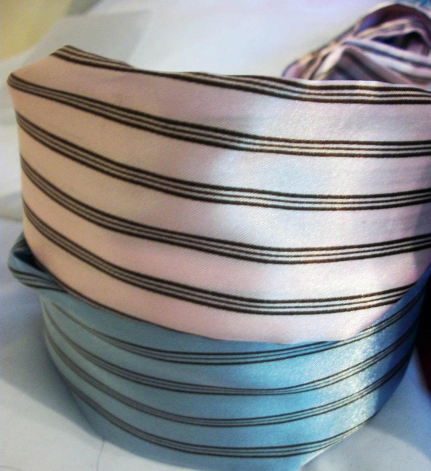 SALE - Vintage 1950's inspired Headband Scarfs- 2 for 6 - pink blue brown stripes