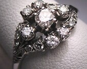 Antique Diamond Wedding Ring Vintage Art Deco 18K Gold