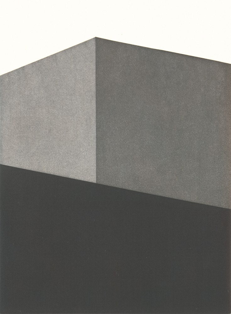 Building & Wall, black and white aquatint etching