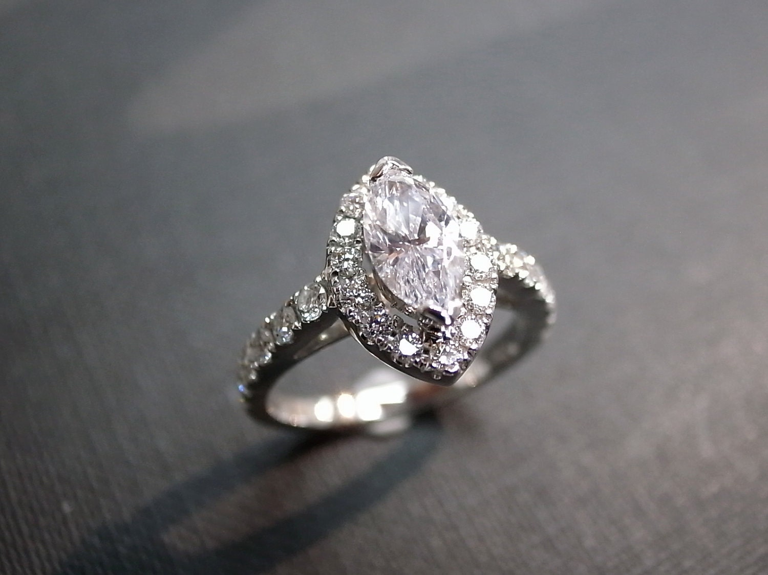 Engagement Ring with Marquise Diamond in 14K White Gold