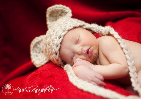 Baby Hats, Newborn Photo Props, Baby Boy Crochet Hats, Newborn Hat, Crocheted Hat, Mouse Hat, Newborn Photography Prop, Crochet Baby Hat