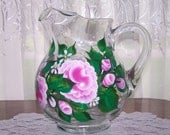 Pitcher with Hand Painted Pink Roses