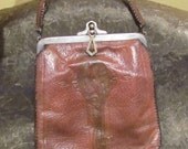 1920's Leather Purse Reedcraft Purse JEMCO Purse Tooled Peacock Handbag Art Deco Purse Vintage Purse Leather Handbag