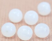 Milky White Translucent Rounds - Czech Glass Beads (6mm) x 6