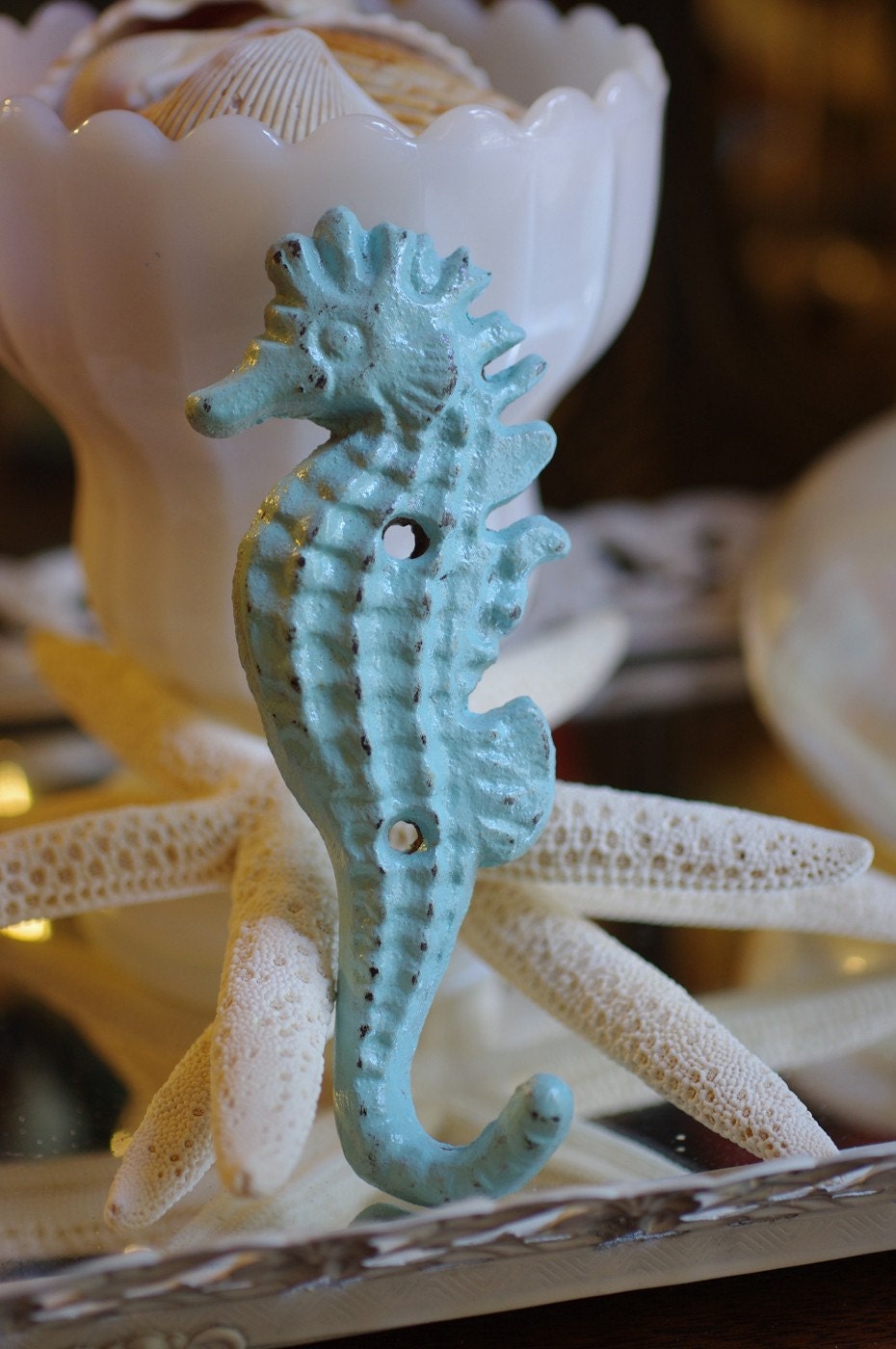 Beach Decor Sea Horse Hook - Cast Iron  - PICK YOUR COLOR