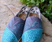 Custom TOMS Shoes - Proverbs 31 Gray and Turquoise