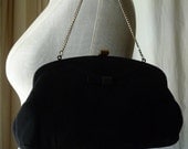 1950s Black Bow Clutch Bag