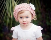 Ooh La La Pink Beret Hat with White Flower - Baby Toddler Children