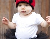 Baby Girl Crochet Ladybug Beanie Hat Red and Black Photo Prop Halloween