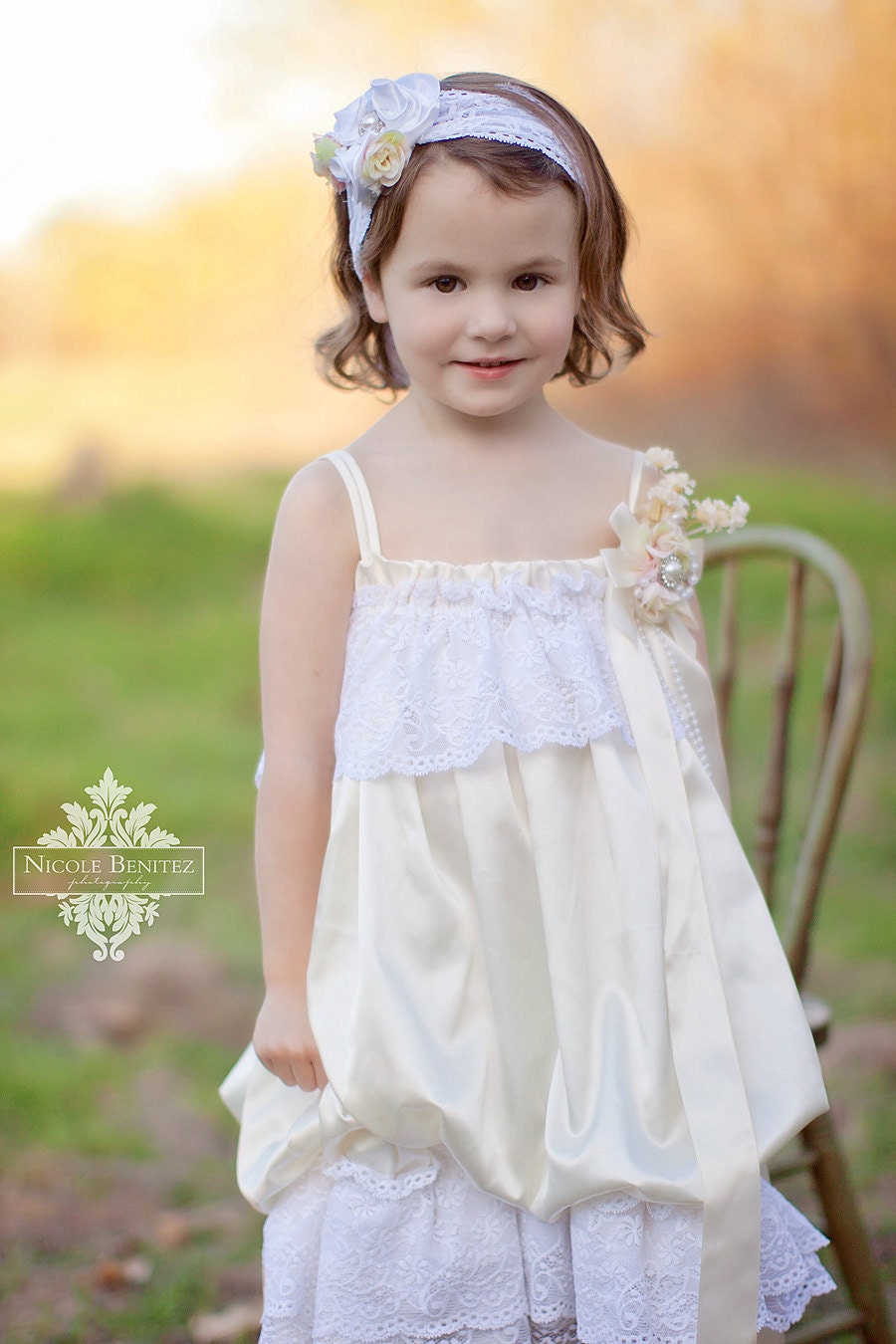 Whimiscal Bubble Girls Soft Satin Dress