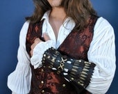 Single Gold Red and Black Mens Steampunk Bracer
