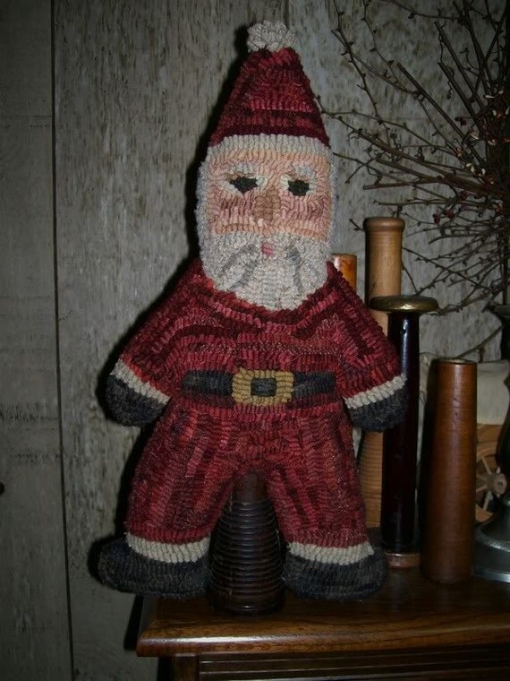 items similar to primitive santa claus make do rug hooking items similar to primitive santa claus make do rug hooking