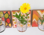 Vase Candle Holder Trio/3/Three FLORES functional art chevron polka dots fresh floral arrangement redtilestudio