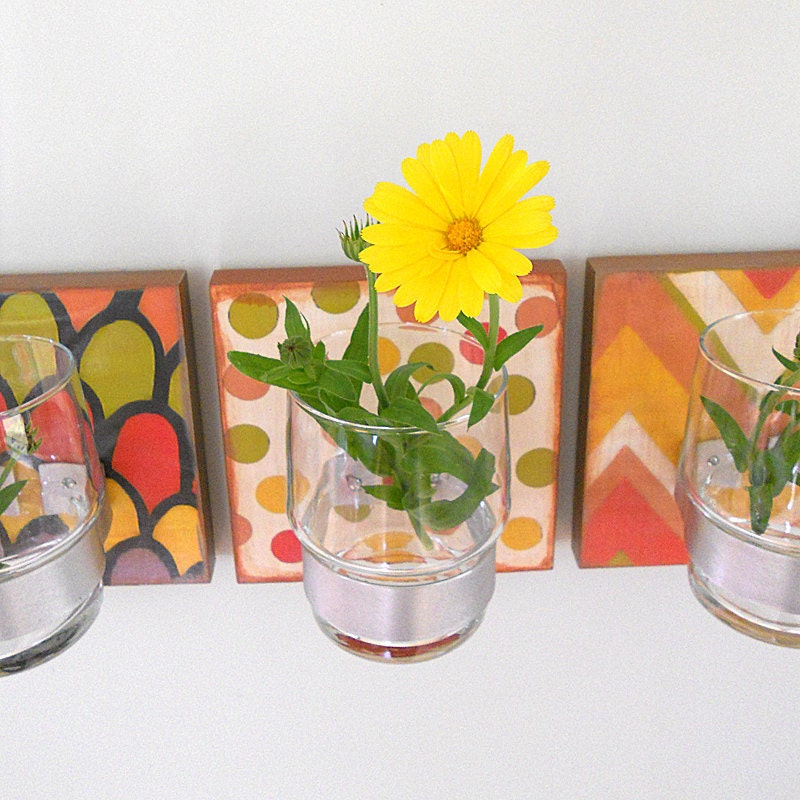 Vase Candle Holder Trio/3/Three FLORES functional art chevron polka dots fresh floral arrangement redtilestudio