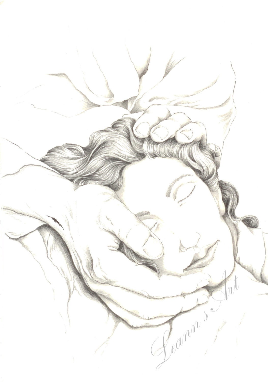 Hands of Jesus comforting drawing, print - "The Hope I Needed"