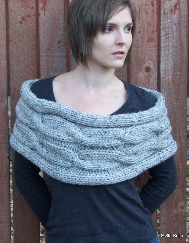 chunky shawl capelet loop neck warmer - gray marble - the alice
