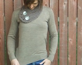 button scarflette chunky scarf neck warmer - taupe - the elke