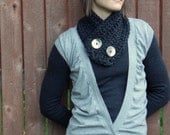 chunky button scarflette neck warmer - charcoal - the elke