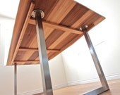 Modern Industrial Minimalist Dining Table // Office Desk // Sun Tanned Wood and Steel
