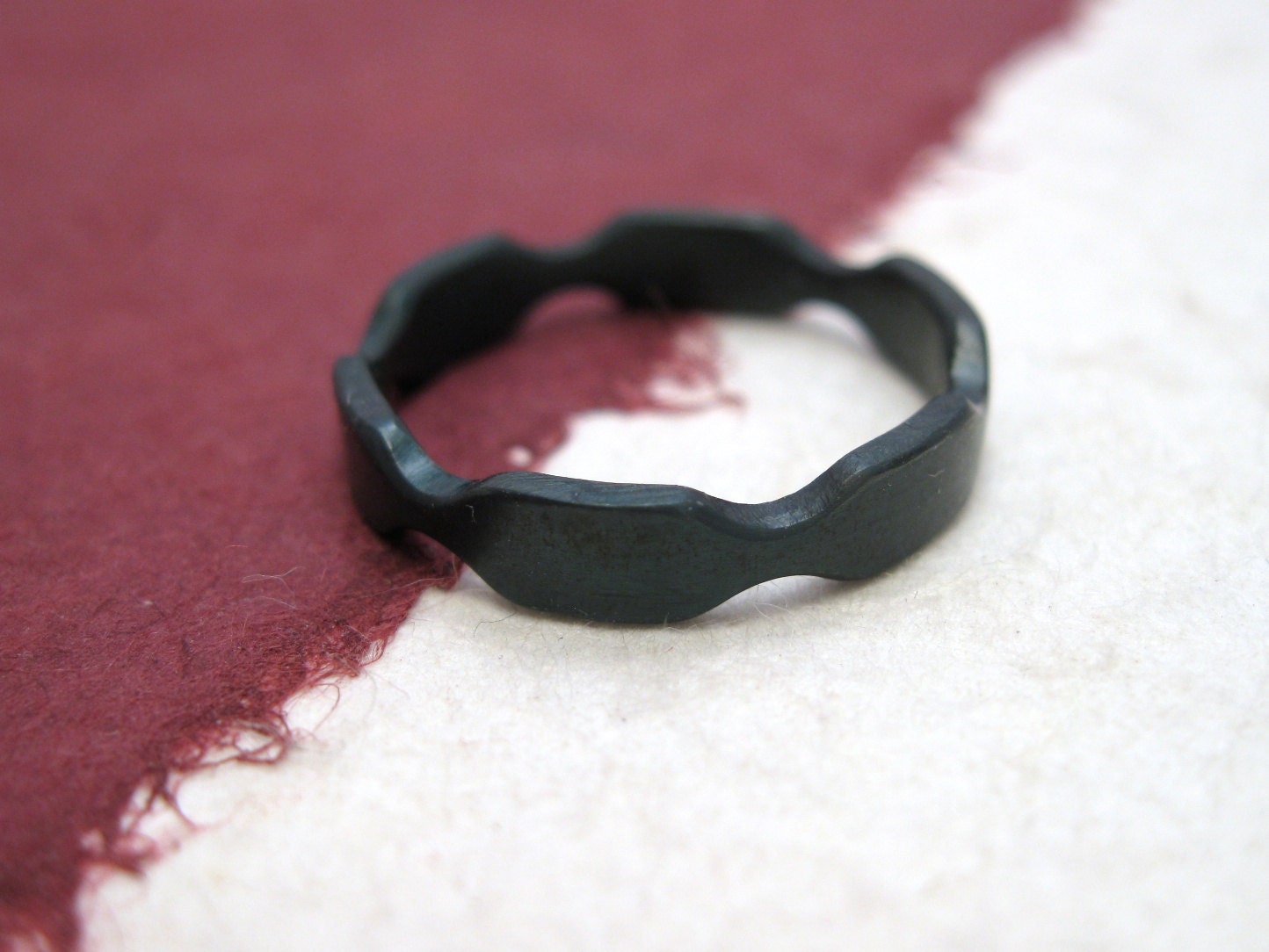 Black Crown - forged and oxidized black iron ring - Italy Handmade