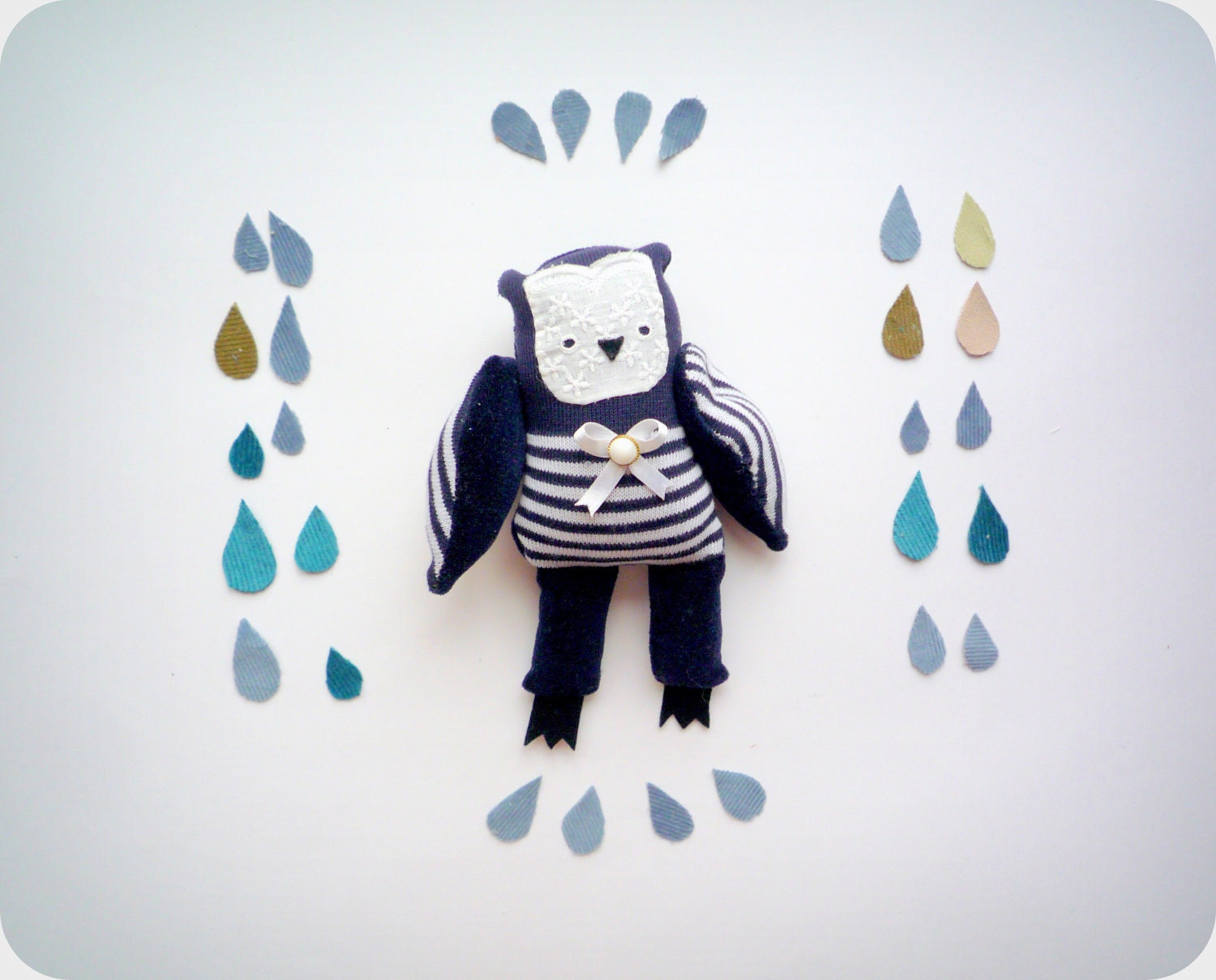 Sebastian -   Little Sailor  Owl, soft art toy by Wassupbrothers