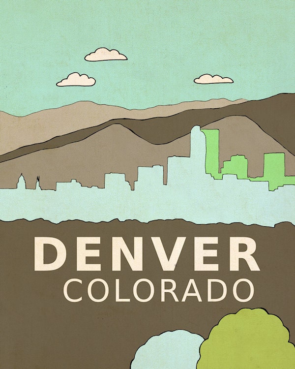 Denver Colorado 8x10 / Nursery Decor, Modern Baby, Typography Poster, City Skyline, Giclee, Illustration, American Travel Theme, Digital