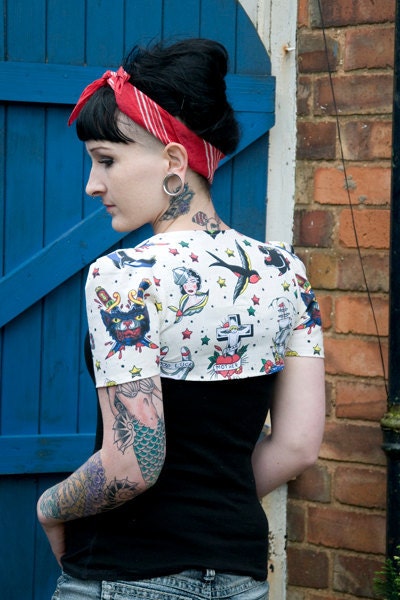 CUSTOM SIZE Tattoo print bolero shrug