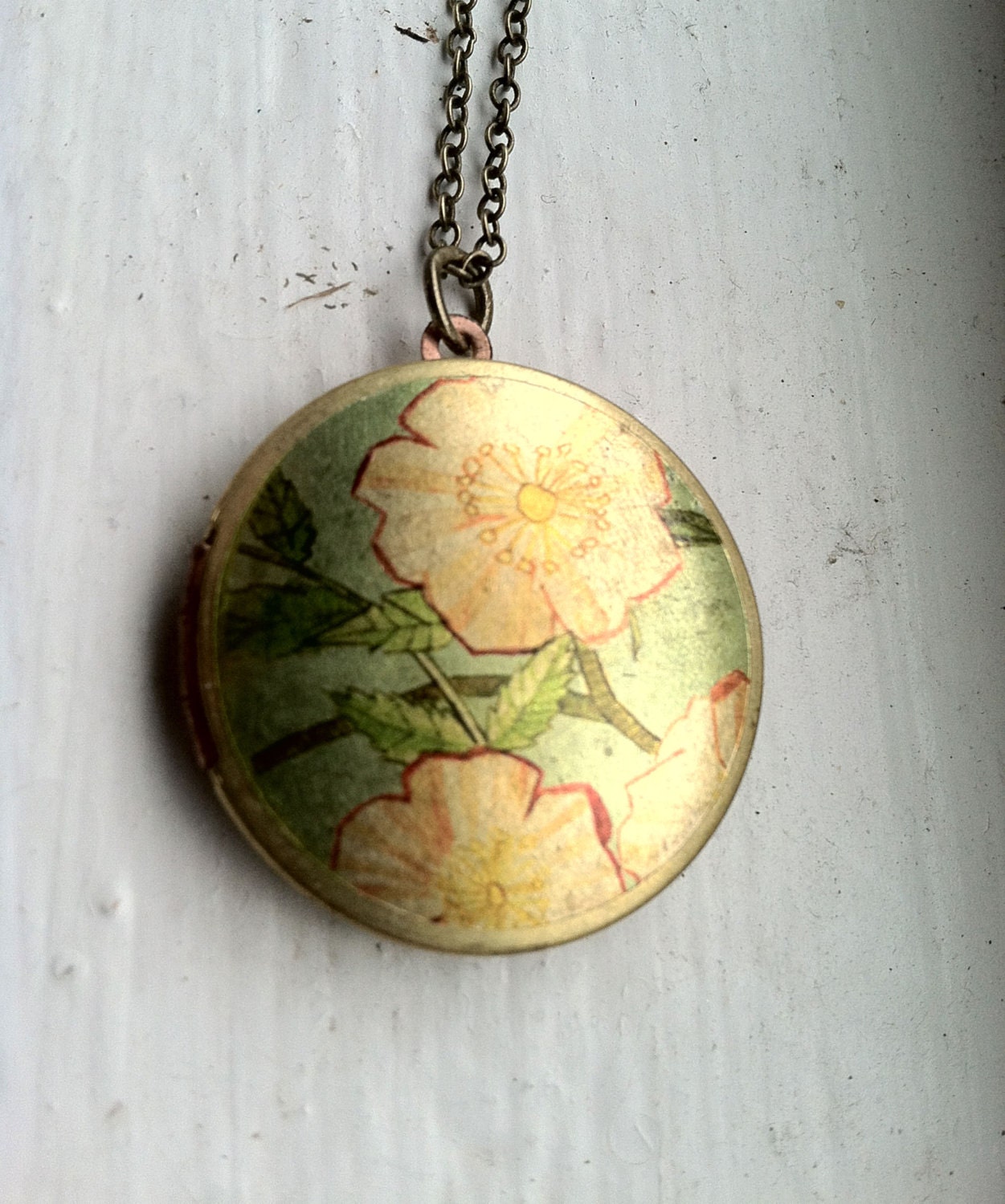 Cherry blossom locket necklace
