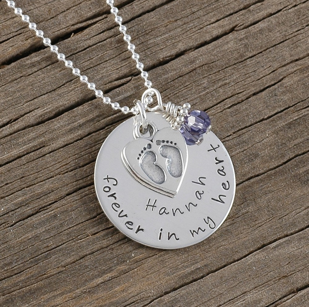 Forever in my heart - Personalized Remembrance Necklace - Engraved Sympathy Gift