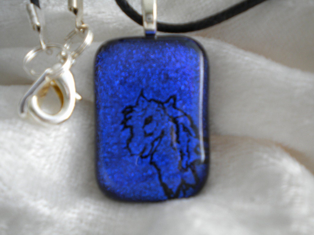 Horse Head in Fused dichroic Glass pendant