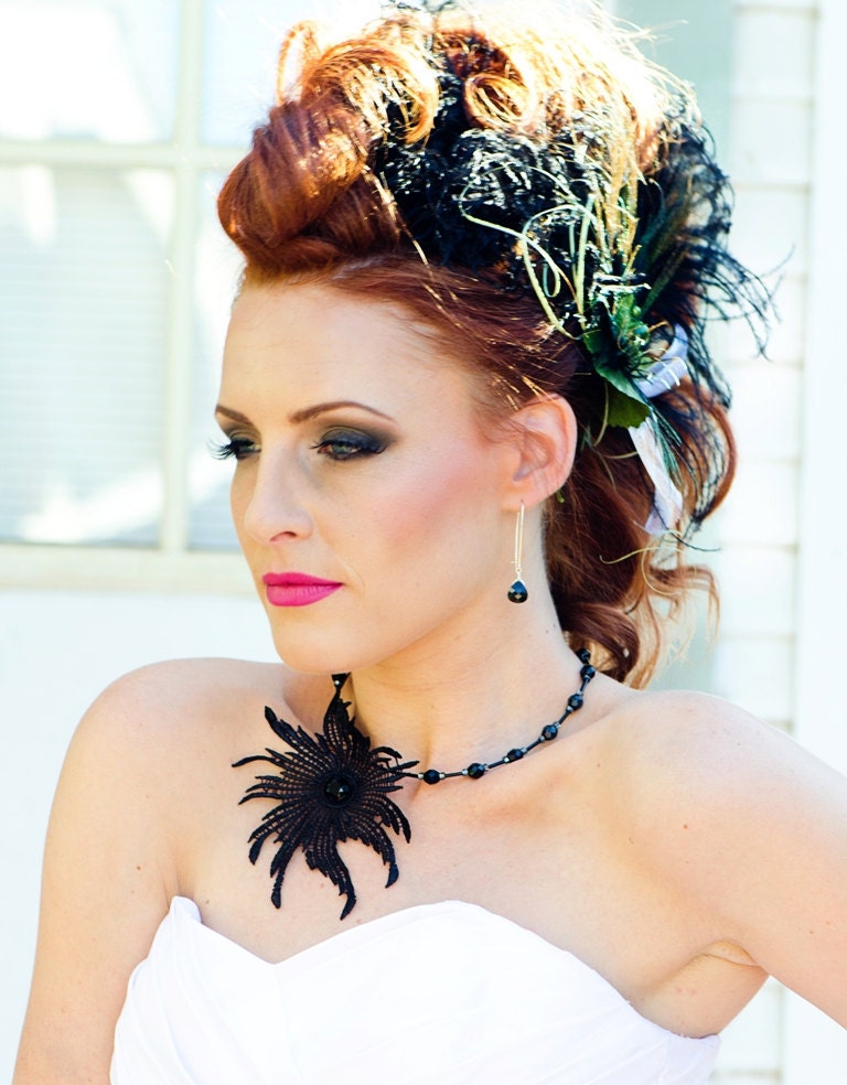 lace necklace, statement necklace, black choker - 30% OFF - ALEIDA