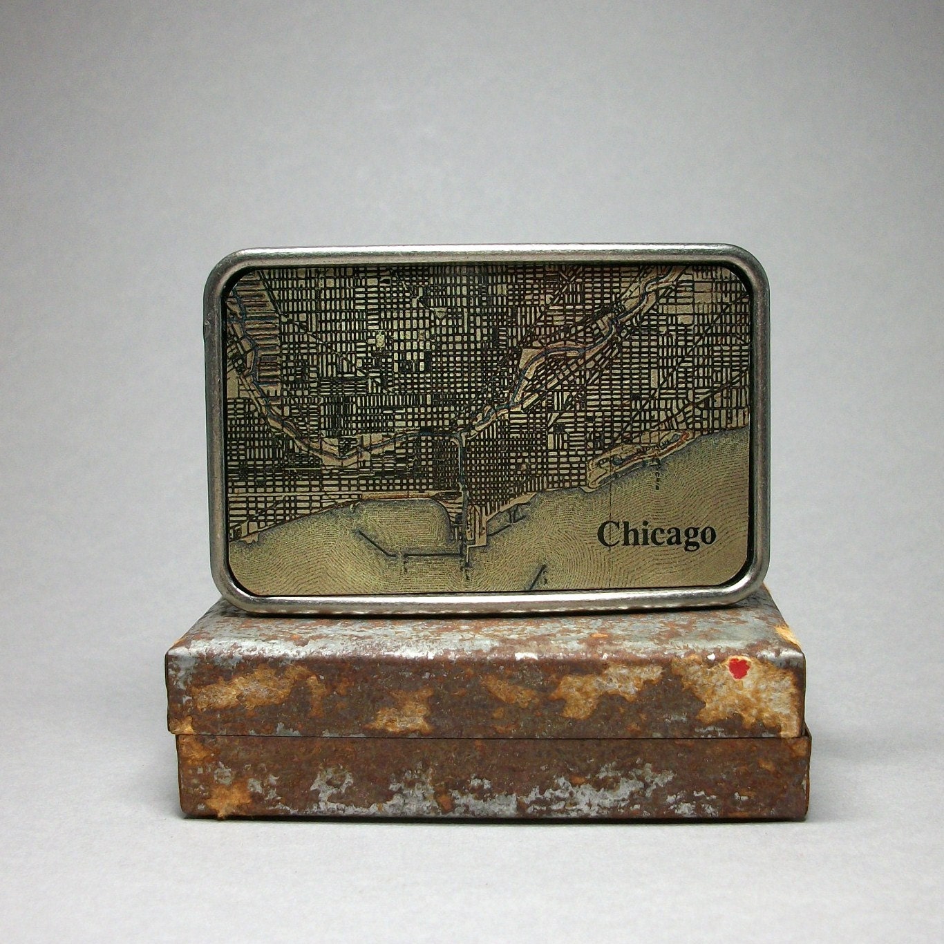 Belt Buckle Vintage Map Chicago Illinois