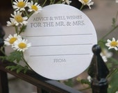 30 Advice and Well Wishes for the MR. and MRS. Coasters, modern design (Letterpress printed, 3.5 inches circle) perfect for weddings