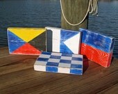 FOUR custom maritime flag signs - fathers day, nursery, beach house