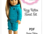PDF Sewing Pattern for 18 Inch American Girl Doll Clothes - Kozy Kotton Sweat Set ePattern
