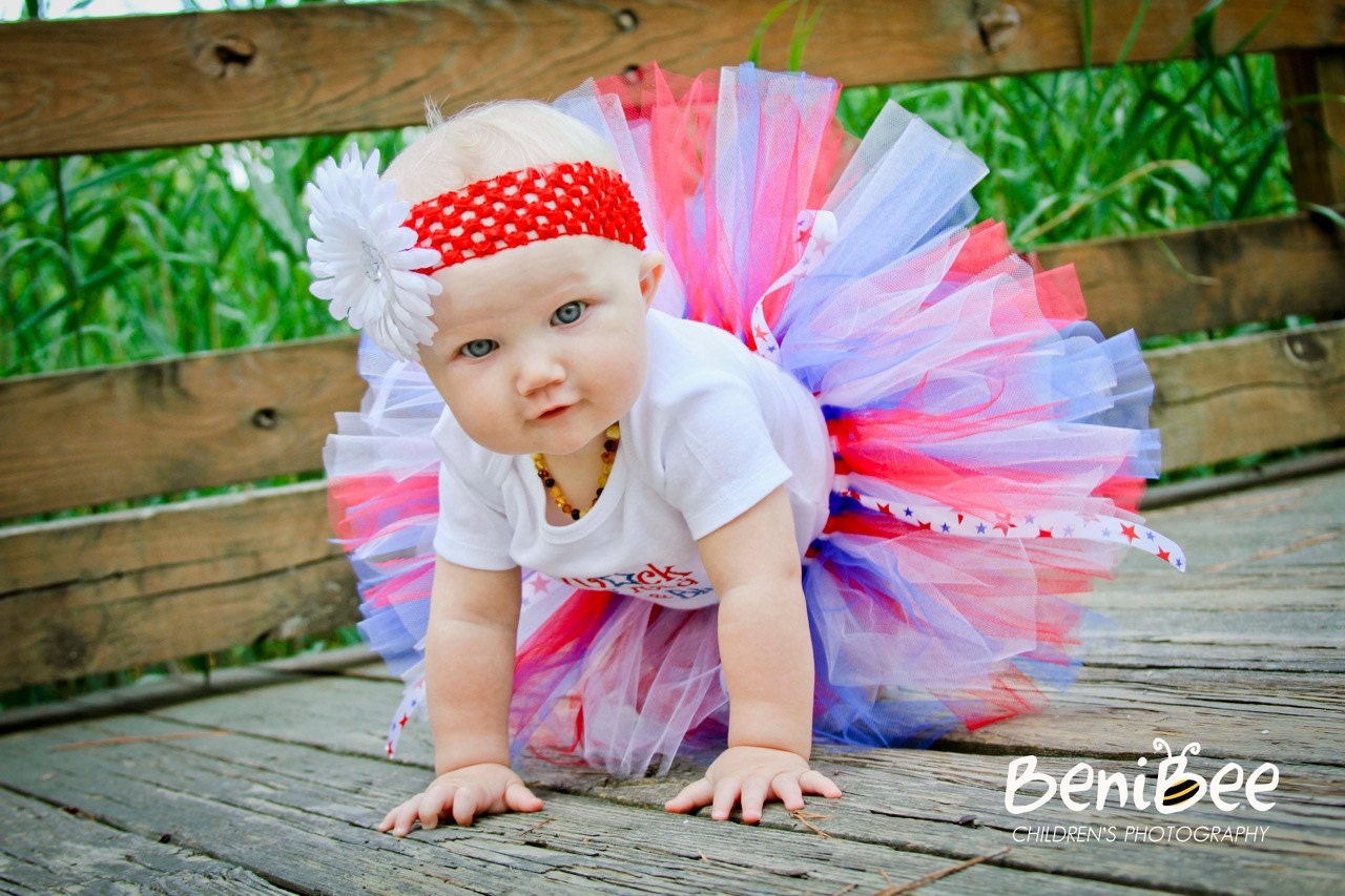 4th of JULY OUTFIT  - I RoCk the Red White & Blue Onesie w/a RocKin Red White and Blue Tutu