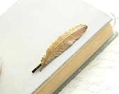 Feather Bobby Pin, Golden, Gold, Nature Hair Accessories, Antique Brass, Gold,  woodland, natural history