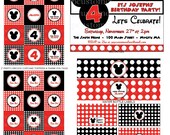 DIY-Printable: Personalized Mickey Mouse Polka Dot Party Set - 13 items (invitation, party circles, water bottle labels, banner & more)