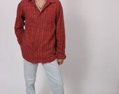 Vintage 1980s Large Mens red tartan shirt