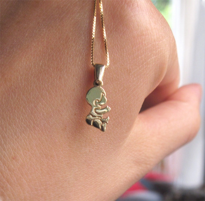 Adorable baby boy pendant In solid 14k 585 yellow gold by Benati