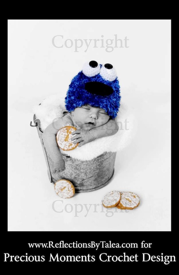 Baby Cookie Monster Hat, Newborn Cookie Monster Hat, Sesame Street Baby Hat, Baby Crochet Hat PHOTO PROP