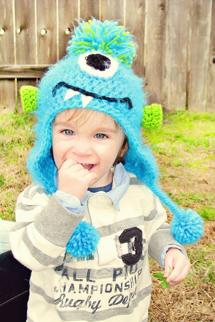 Toddler/Child Monster Hat Crocheted Unique Photo Prop Select Your Size
