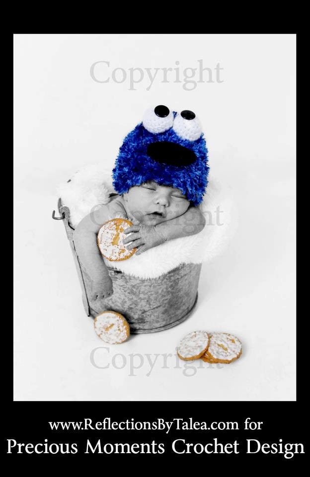 Baby Cookie Monster Hat, Newborn Cookie Monster Hat, Sesame Street Baby Hat, Baby Crochet Hat PHOTO PROP