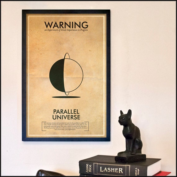 Fringe Science Warning Posters - Parallel Universe Inspired Vintage Iconography 11x17 Print