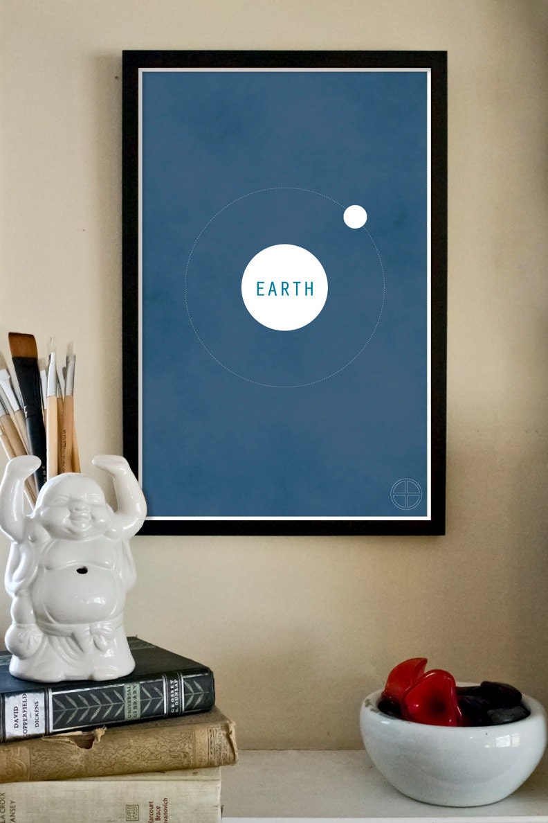 The Planets: 11"x17" Modern Art Print - Earth and the Moon